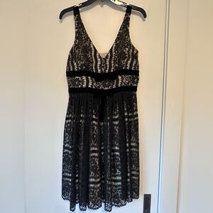 Elegant Black Sleeveless Lace Dress